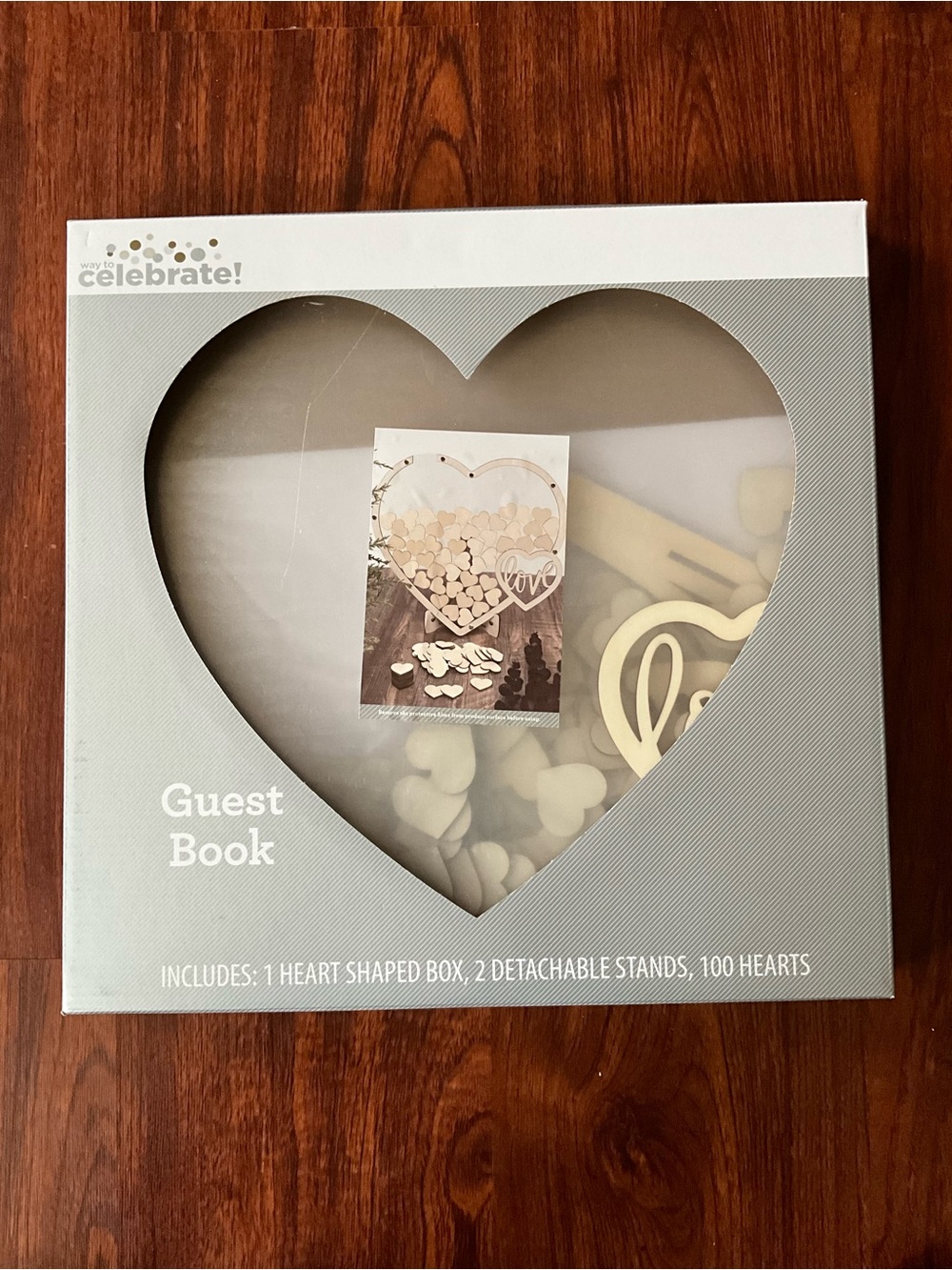 Celebrate! Heart Guest Book with Wooden Hearts